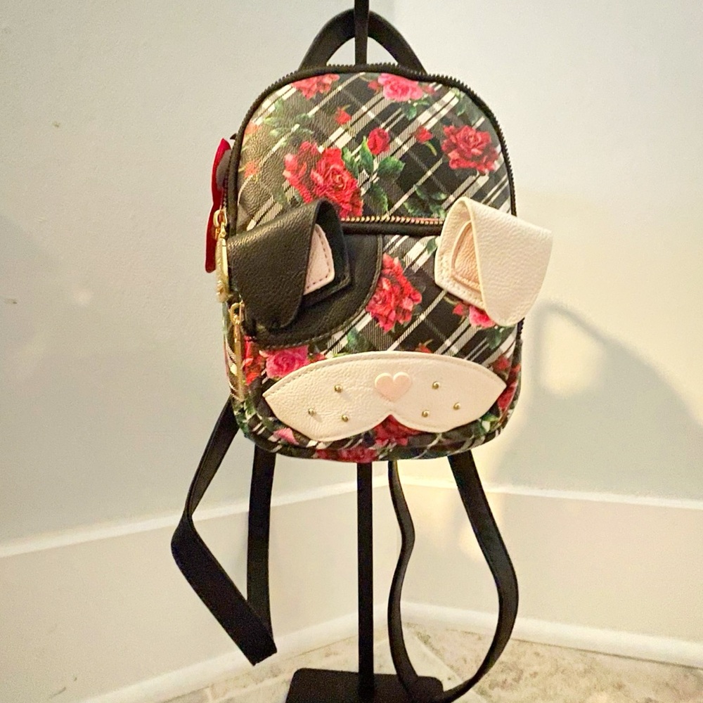 Betsey Johnson Dog Kitsch Floral Plaid Women's Mini Backpack